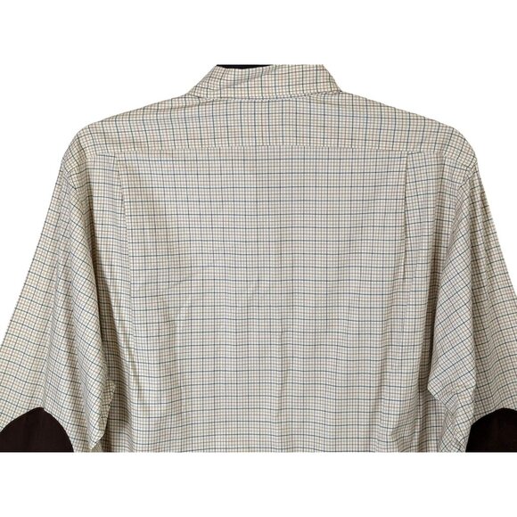 Ralph Lauren Men size XL Plaid Button Up Shirt Suede Elbow Patches Equestrian - Picture 15 of 16